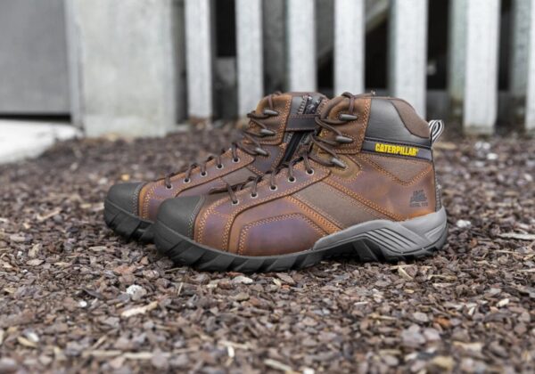 Caterpillar Cat Argon Hi Side Zip Brown Mens Steel Toe Work/Safety Boots - Image 7