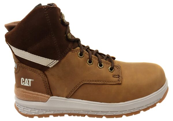 Brown Caterpillar Mens Leather Impact Zip Carbon Composite Toe Work Boots - Image 10