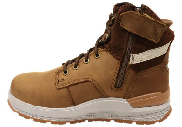 Brown Caterpillar Mens Leather Impact Zip Carbon Composite Toe Work Boots - Image 5