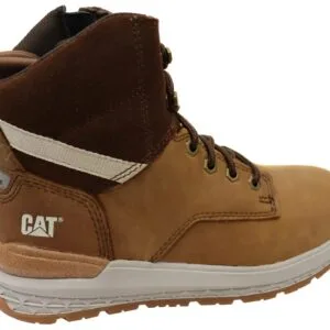 Brown Caterpillar Mens Leather Impact Zip Carbon Composite Toe Work Boots