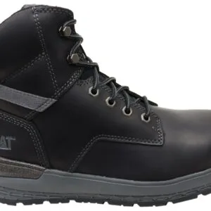 Black Caterpillar Mens Leather Impact Zip Carbon Composite Toe Work Boots