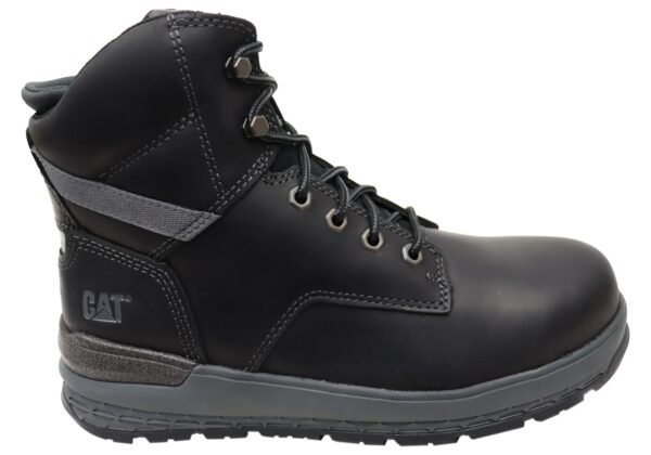 Black Caterpillar Mens Leather Impact Zip Carbon Composite Toe Work Boots