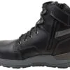 Black Caterpillar Mens Leather Impact Zip Carbon Composite Toe Work Boots - Image 3