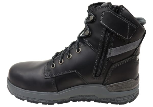 Black Caterpillar Mens Leather Impact Zip Carbon Composite Toe Work Boots - Image 3