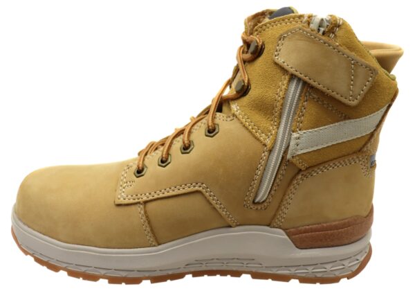 Light Brown Caterpillar Mens Leather Impact Zip Carbon Composite Toe Work Boots - Image 4